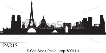 Vector   Paris City Skyline Silhouette Background   Stock Illustration