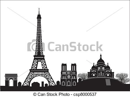 Vectors Illustration Of Paris Skyline Csp8000537   Search Clipart