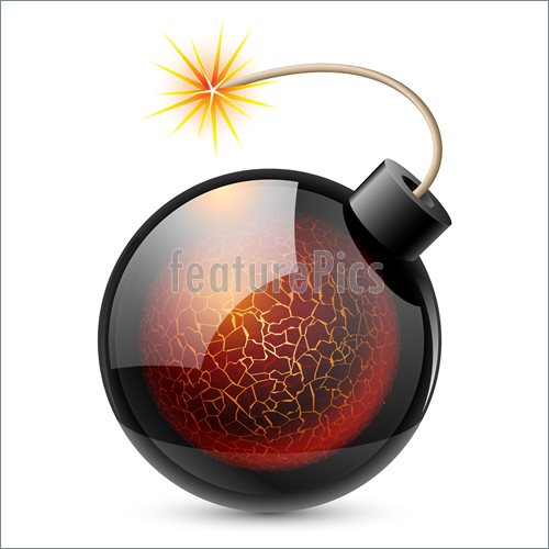 Cartoon Bomb With Heart  Illustration On White Background
