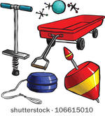 Cartoon Illustratie Van Een Set Van Retro Stijl Kinderen Speelgoed