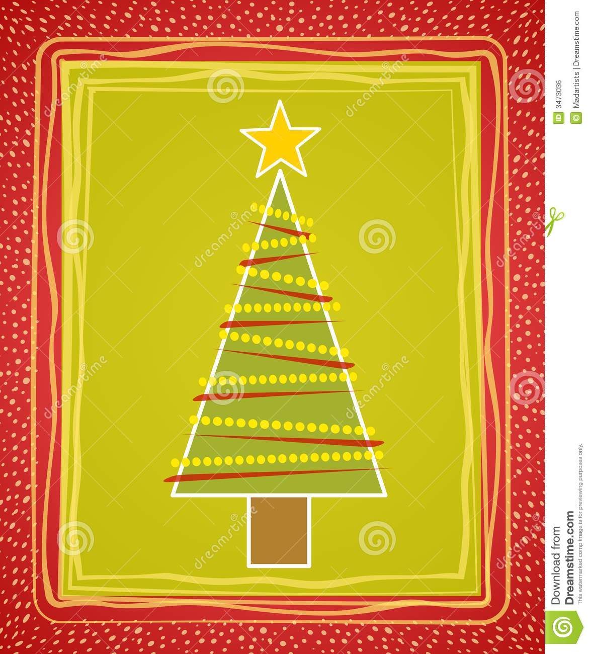 Clip Art Illustration Featuring A Simple Christmas Tree Design On