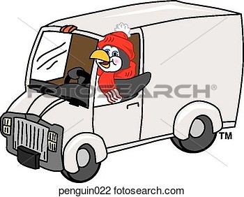 Clip Art   Penguin Driving Delivery Truck  Fotosearch   Search Clipart