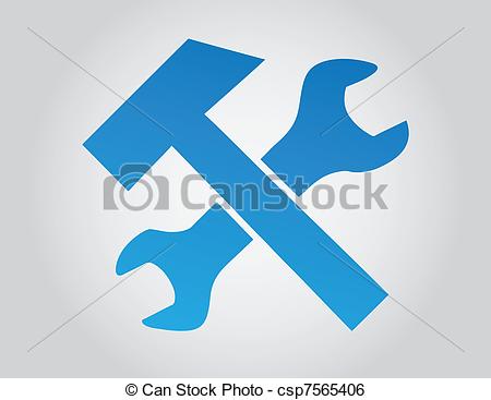 Clip Art Vector Of Wrench And Hammer   Wrench And Hammer Vector    