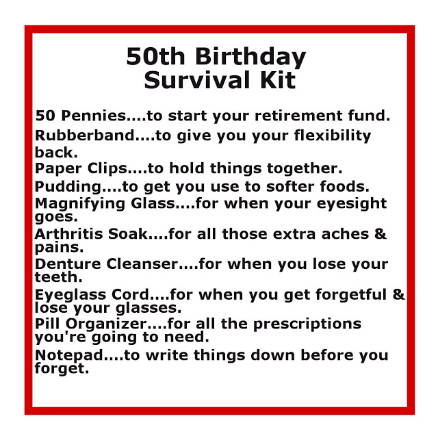 Delightfully Noted  50th Birthday Survival Kit