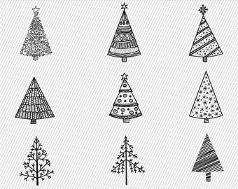 Drawn Christmas Tree Clipart  Digital Christmas Tree  Christmas Tree