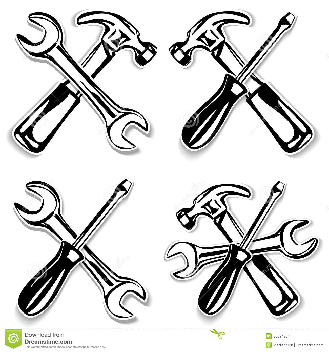     Free Stock Photography  Hammer And Screwdriver And Wrench Set Icon