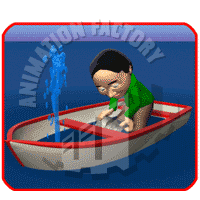Man Bailing Water From Sinking Boat Animated Clipart