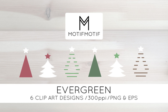 Rustic Christmas Tree Clipart Set   Illustrations On Creative Market