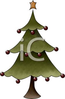 Rustic Style Christmas Tree With Ornaments And A Star   Royalty Free