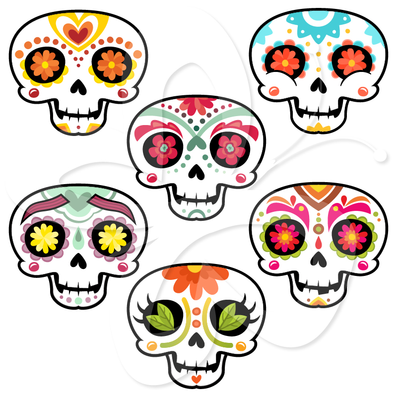 Sugar Skulls Day Of The Dead   Creative Clipart Collection