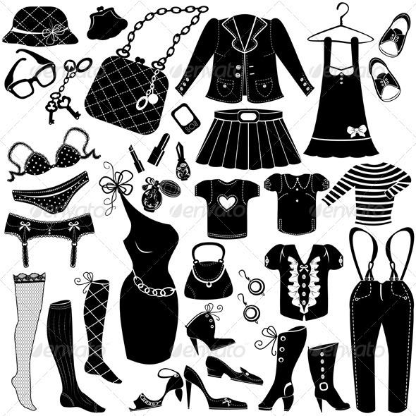 Women S Clothing Icon Set   Objects Vectors