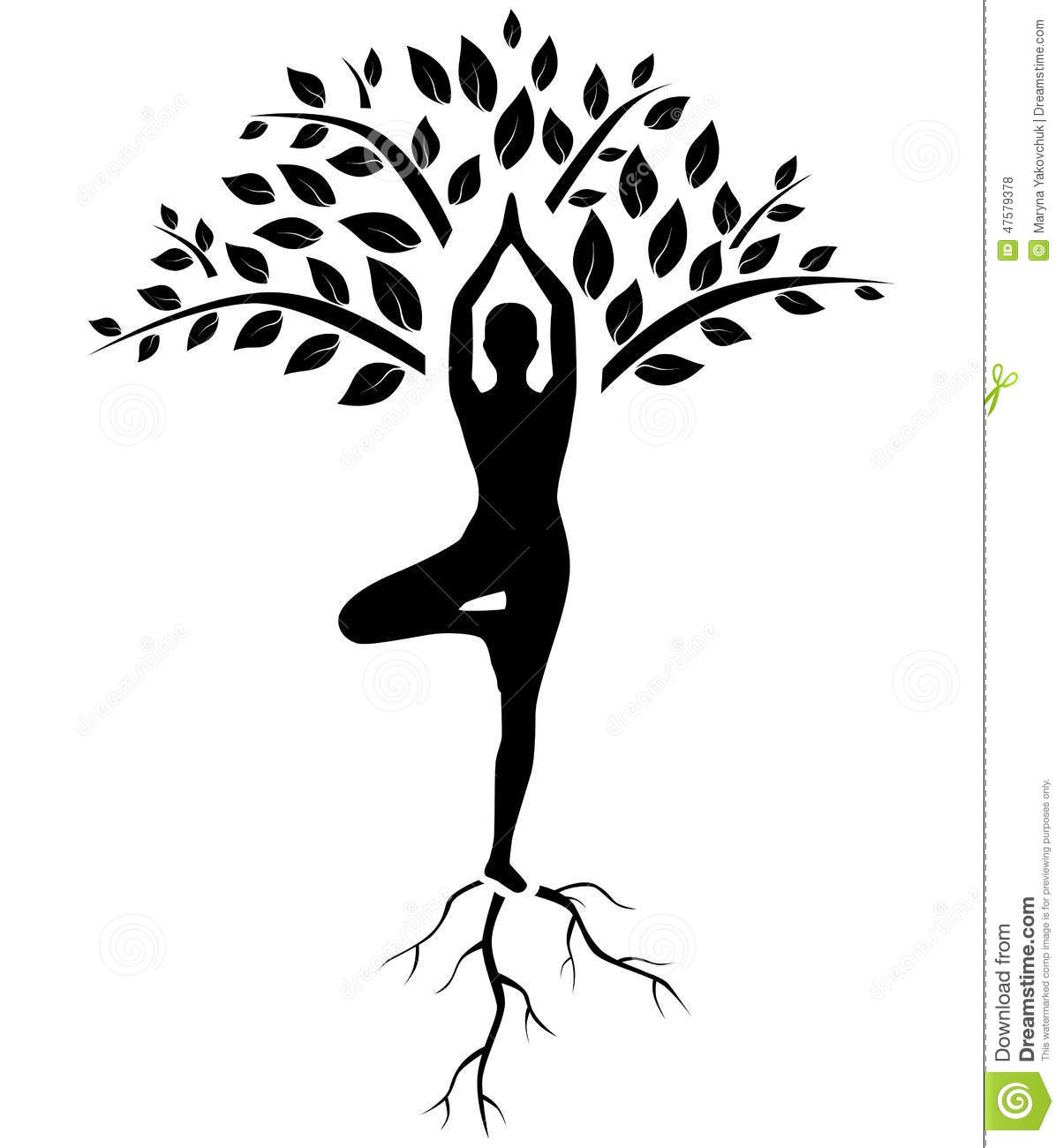 Yoga Tree Pose Silhouette Stock Vector   Image  47579378