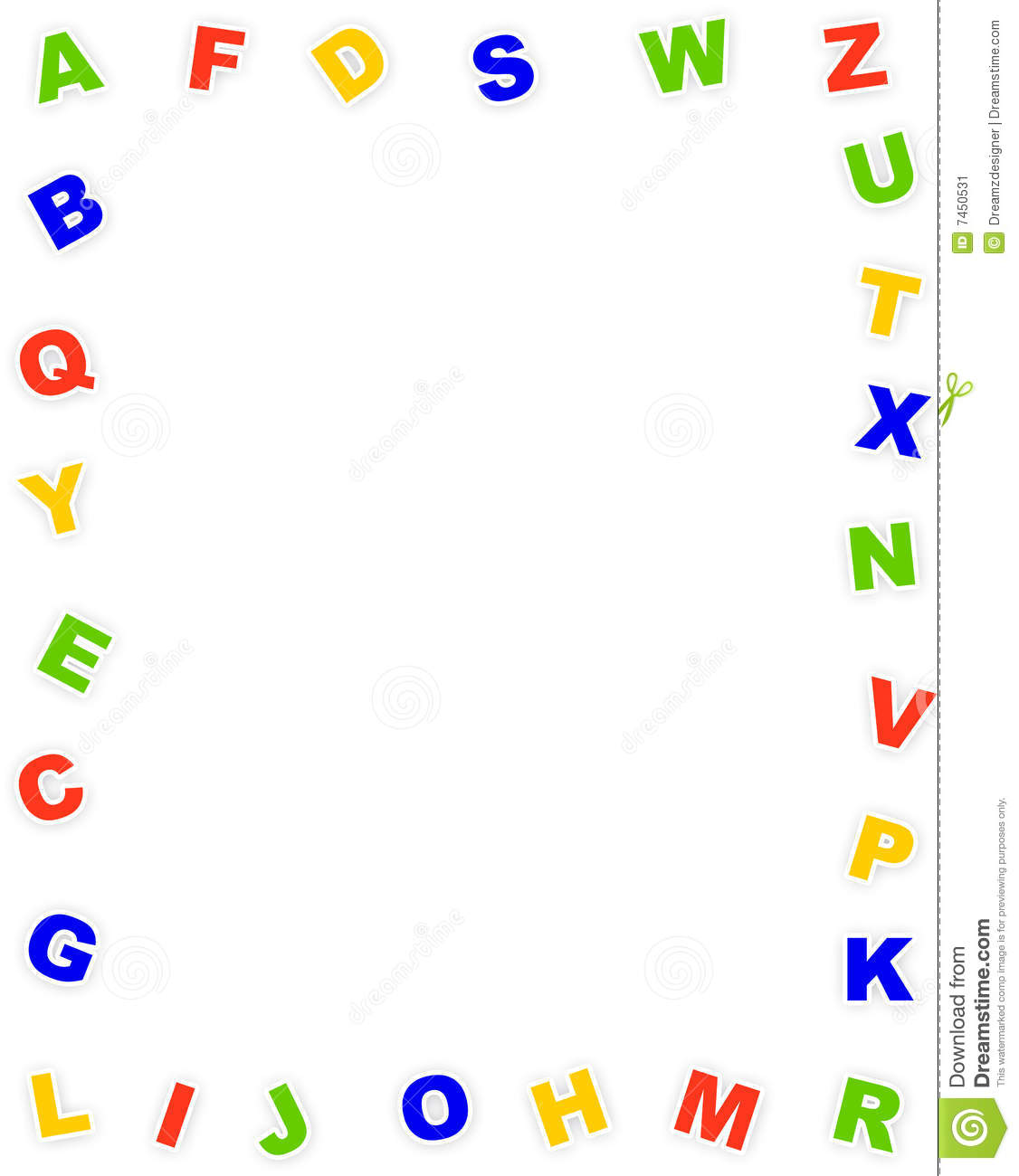 And Colorful Alphabet Border On White Background  A To Z Alphabet