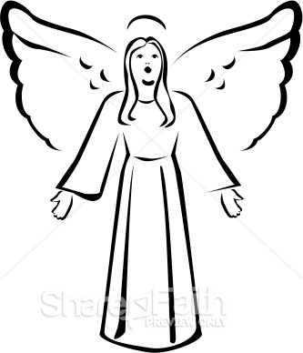 Black And White Singing Angel Clipart   Angel Clipart