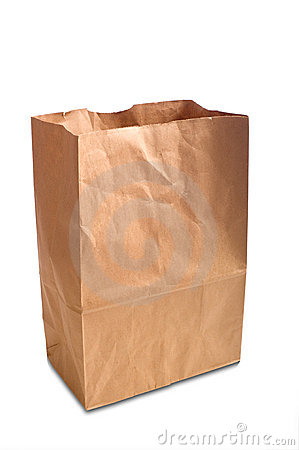 Brown Kraft Paper Bag Or Sack With Copy Space On A White Background