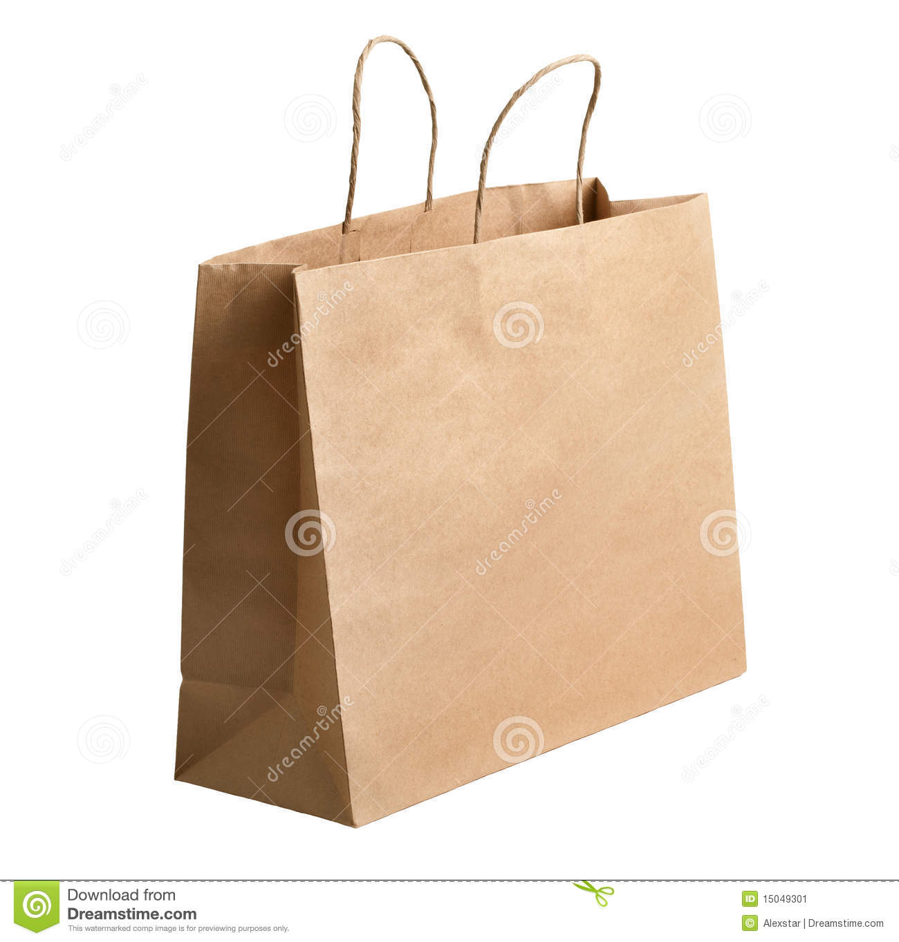 Brown Paper Carrier Bag With Handles Isolated On White Background