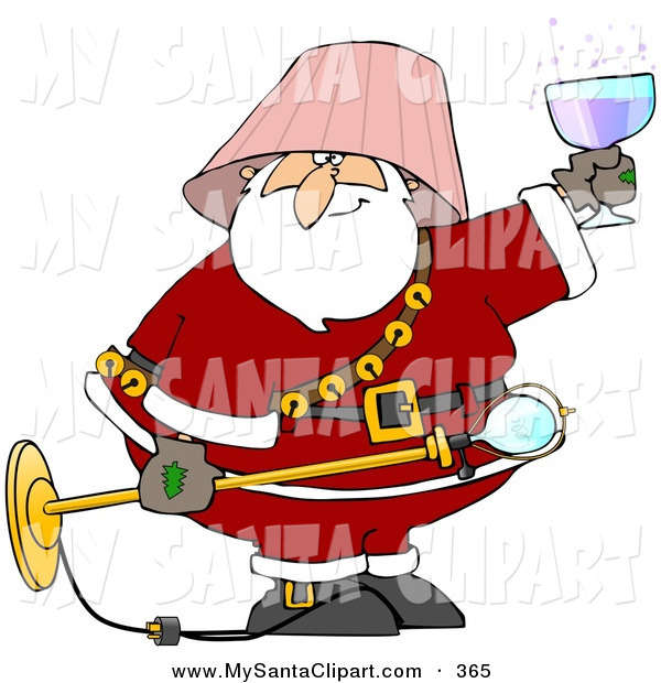 Christmas Clip Art Of A Silly And Drunk Santa With A Pink Lamp Shade