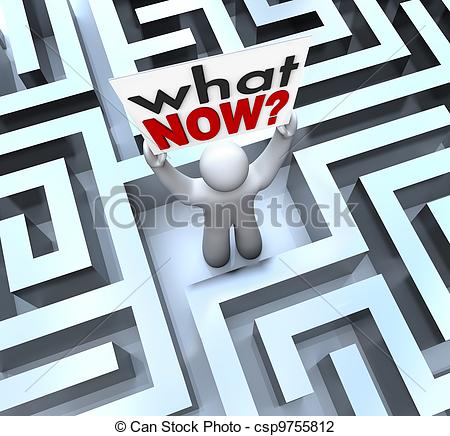 Clip Art Of What Now Confused Person Holding Sign Lost In Maze   The    