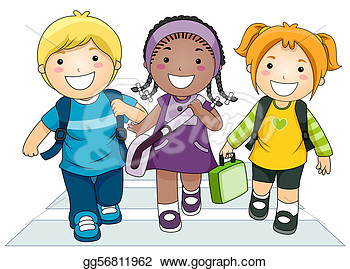 Clipart   Kids Going To School  Stock Illustration Gg56811962