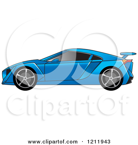 Clipart Of A Blue Sports Car   Royalty Free Vector Illustration By Lal