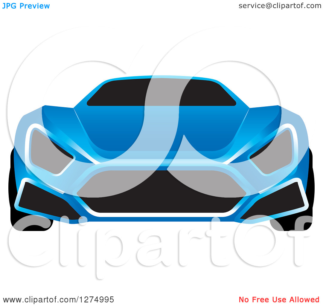Clipart Of A Blue Sports Car With Window Tint 2   Royalty Free Vector