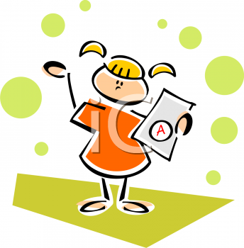 Clipart Of A Student Holding A Test Paper With An A