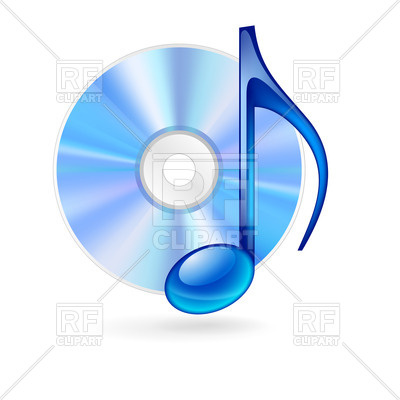 Disc And Blue Musical Note Download Royalty Free Vector Clipart  Eps