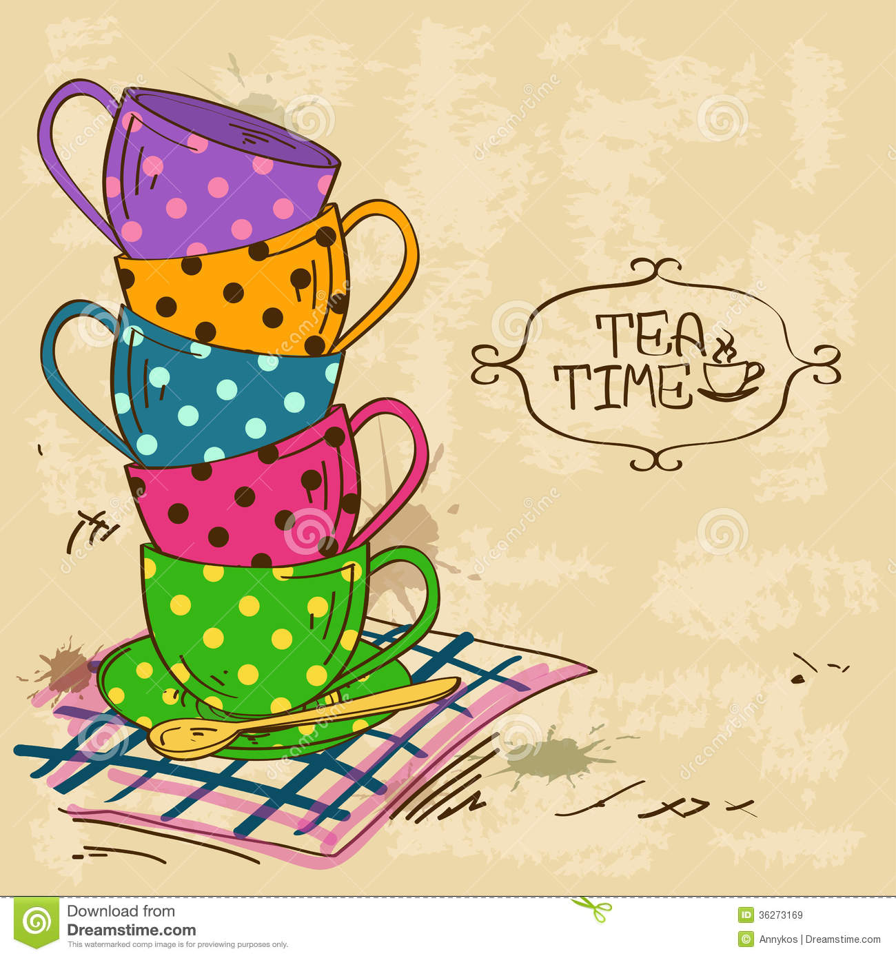 Illustration With Stack Of Tea Cups Royalty Free Stock Images   Image