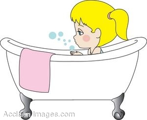 Of A Little Girl Taking A Bubble Bath In A Claw Foot Tub  Clipart