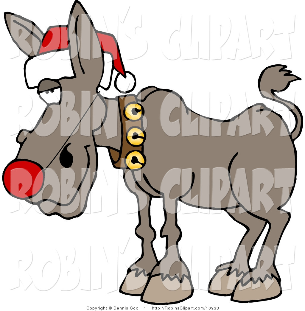 Of A Silly Red Nosed Donkey Wearing Christmas Santa Hat By Dennis Cox