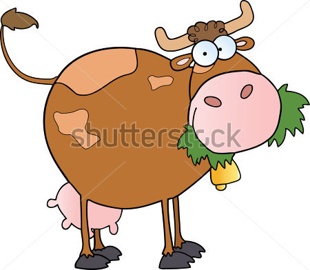 Personaje De Dibujos Animados De La Vaca De Granja L Cteos Masticando