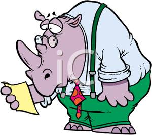 Rhino In Business Attire   Royalty Free Clipart Picture