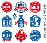 Set Of Milk And Dairy Farm Product Logo Labels Farm