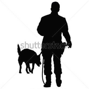 Silhouette Of A Police Officer Training With His Dog Partner
