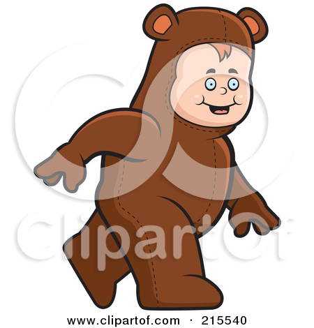 Toddler Walking In A Bear Costume