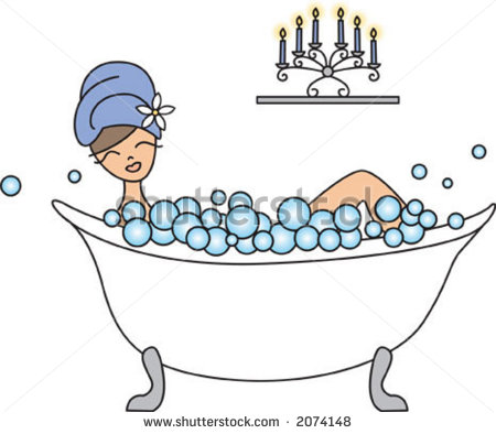 Trendy Girl Relaxing In The Bath Tub With Lots Of Bubbles Stock Vector    