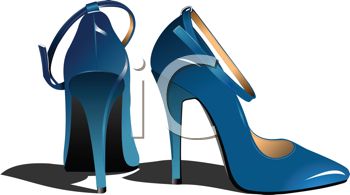 Blue High Heels With Ankle Straps   Royalty Free Clipart Picture