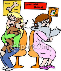    Cat Fighting In The Vets Waiting Room   Royalty Free Clipart Picture