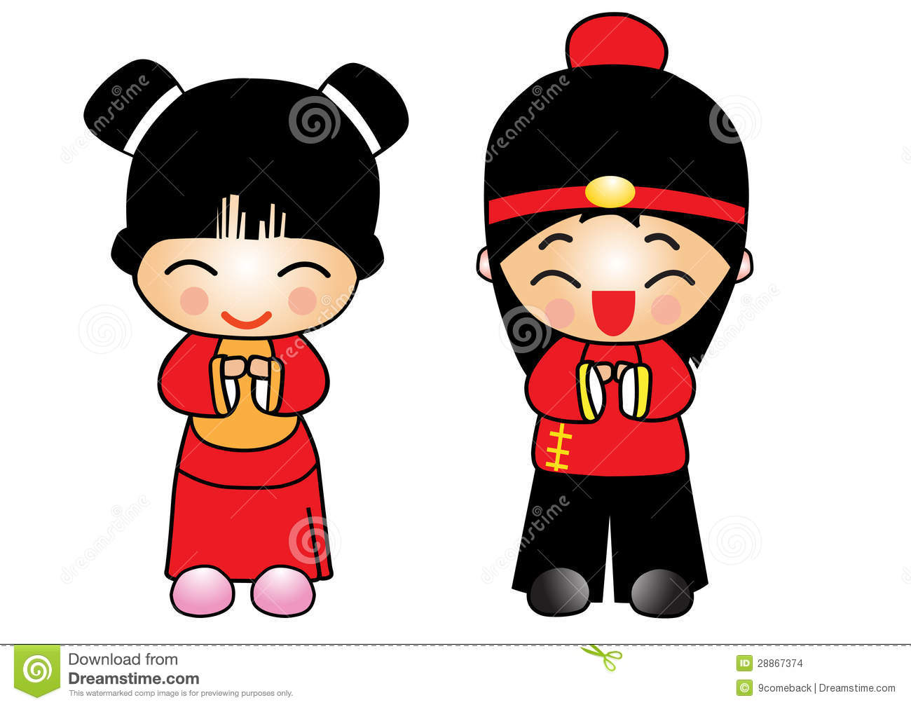 Chinese New Year Girl And Boy Stock Images   Image  28867374