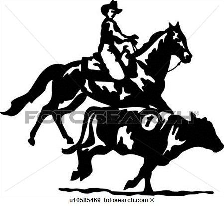 Clip Art Of  Animal Cowboy Horse Rodeo Southwest Sport Team