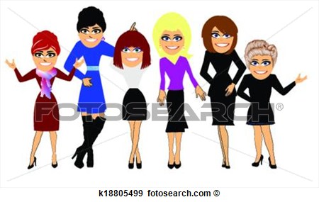 Clip Art Of Ladies Night Out K18805499   Search Clipart Illustration