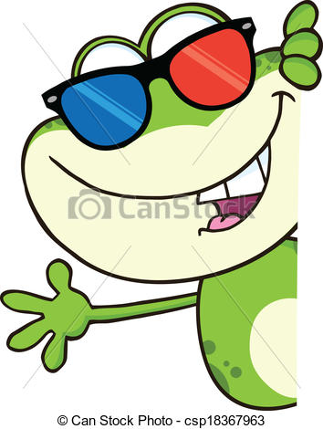 Clip Art Vector Of Cute Frog With 3d Glasses Cartoon Character Looking