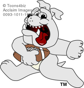 Clipart Cartoon Bulldog Running With A Football   Acclaim Stock