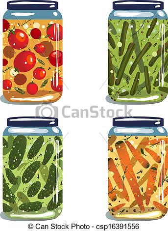 Clipart Vector Of Bright Canned Pickled Vegetables Collection   Vector    