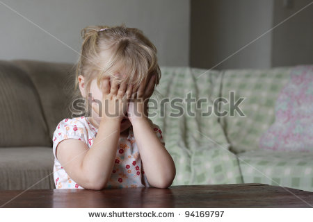      Could Be Scared Playing Counting Shy Or Ashamed   Stock Photo