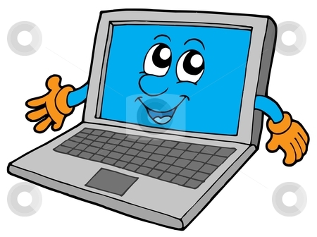 Cute Laptop Stock Vector Clipart Cute Laptop On White Background