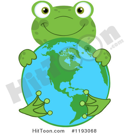Frog Clipart  1193068  Happy Green Frog Hugging Earth By Hit Toon