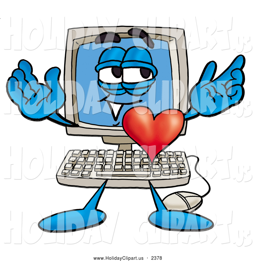 Holiday Clip Art Of A Cute Desktop Computer Mascot Cartoon Character
