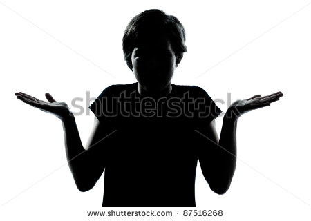 One Caucasian Young Teenager Silhouette Boy Or Girl Ignorant    