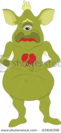 Picture Of A Sad Lonely Goblin Or Monster With A Broken Heart    